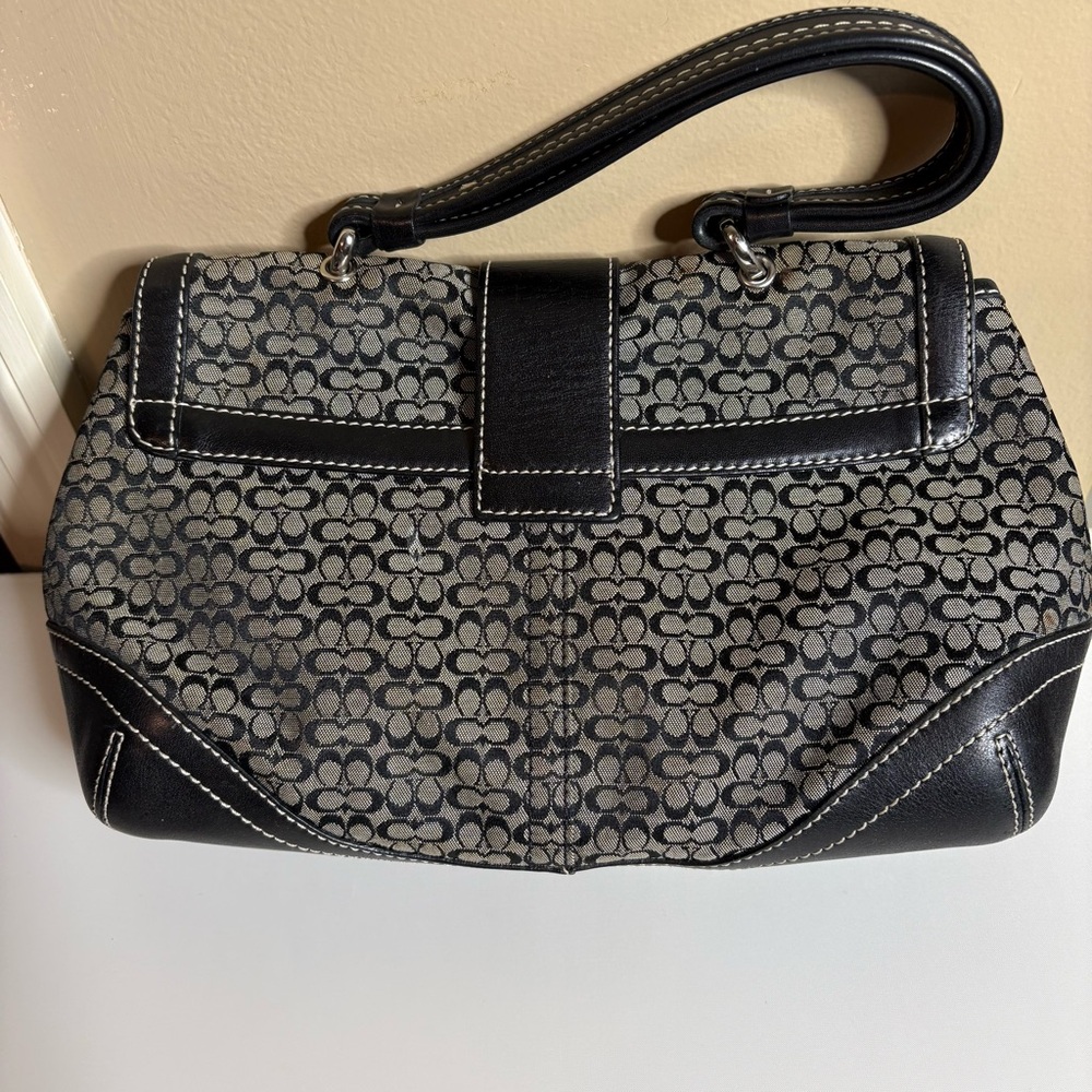 Coach Y2K Vintage SoHo Signature 6349 Shoulder Bag Top Handle Black Gray - Picture 2 of 13